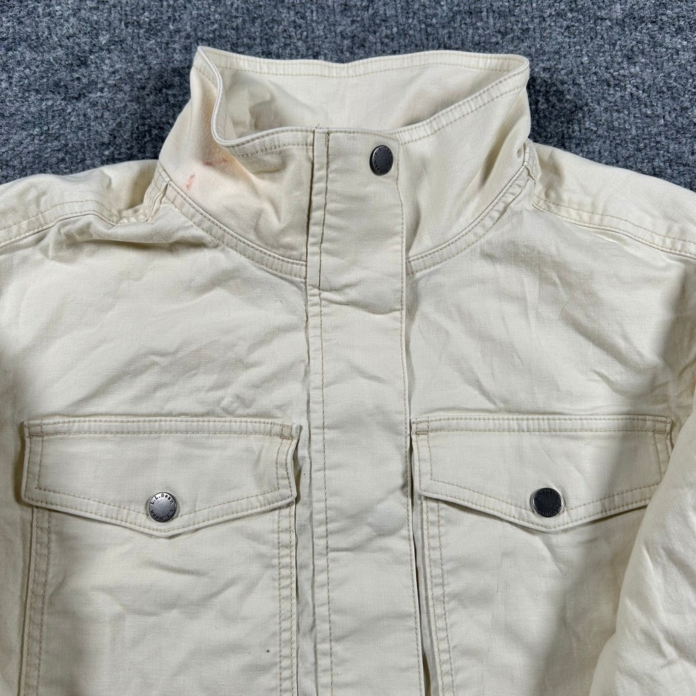 L.L. Bean Jacket Womens Size M Ivory Cotton Utility Field Coat Full Zip 517825